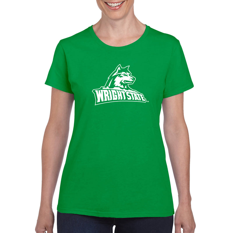 Wright State University Raiders Primary Logo Womens Short Sleeve T Shirt - Irish Green