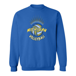Michigan Volleyball Spike Crewneck Sweatshirt - Royal