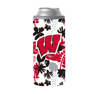 Wisconsin 12oz Floral Slim Can Coolie