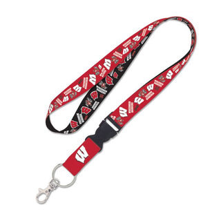 Wisconsin Badgers SCATTERPRINT Lanyard w/detachable buckle 1"