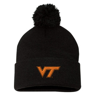 Virginia Tech Primary Logo Pom Pom Cuffed Beanie
