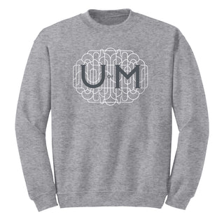 Michigan Ornate Initials Crewneck Sweatshirt - Sport Grey