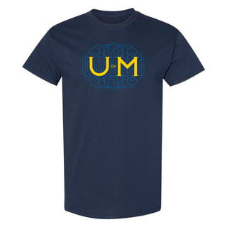 Michigan Ornate Initials T-Shirt - Navy