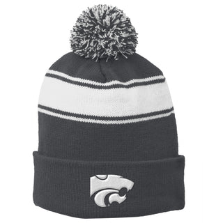 Kansas State Primary Logo Stripe Pom Pom Beanie