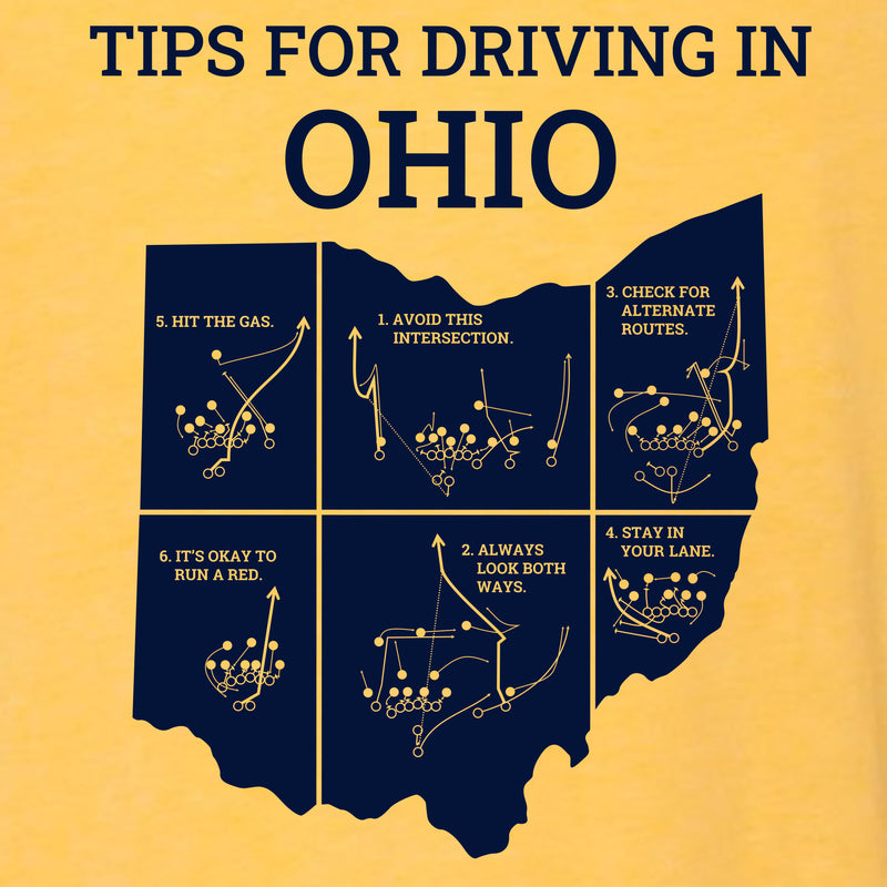 Tips For Driving In Ohio Triblend T-Shirt - Yellow Gold