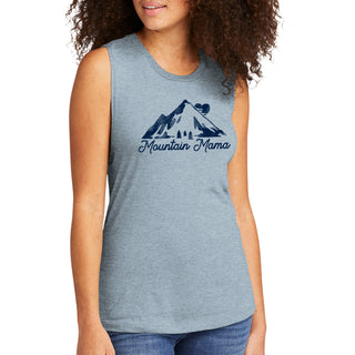 Mountain Mama Women’s Festival Muscle Tank - Stonewash Denim