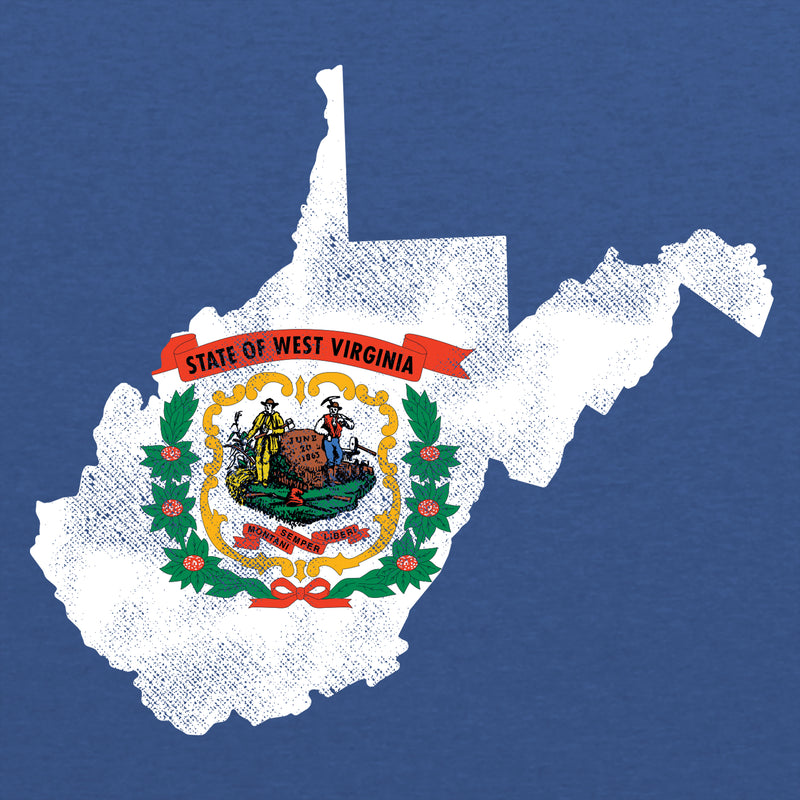 West Virginia Distressed State Flag Outline NLA Triblend T-Shirt - Vintage Royal