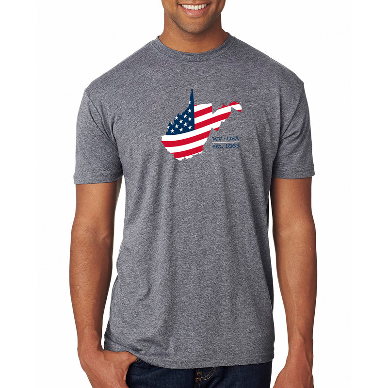 WV Silhouette US Flag NLA Triblend T-Shirt - Premium Heather