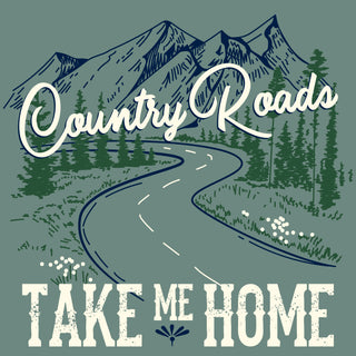 Country Roads WV Garment-Dyed Pocket T-Shirt - Cypress Green