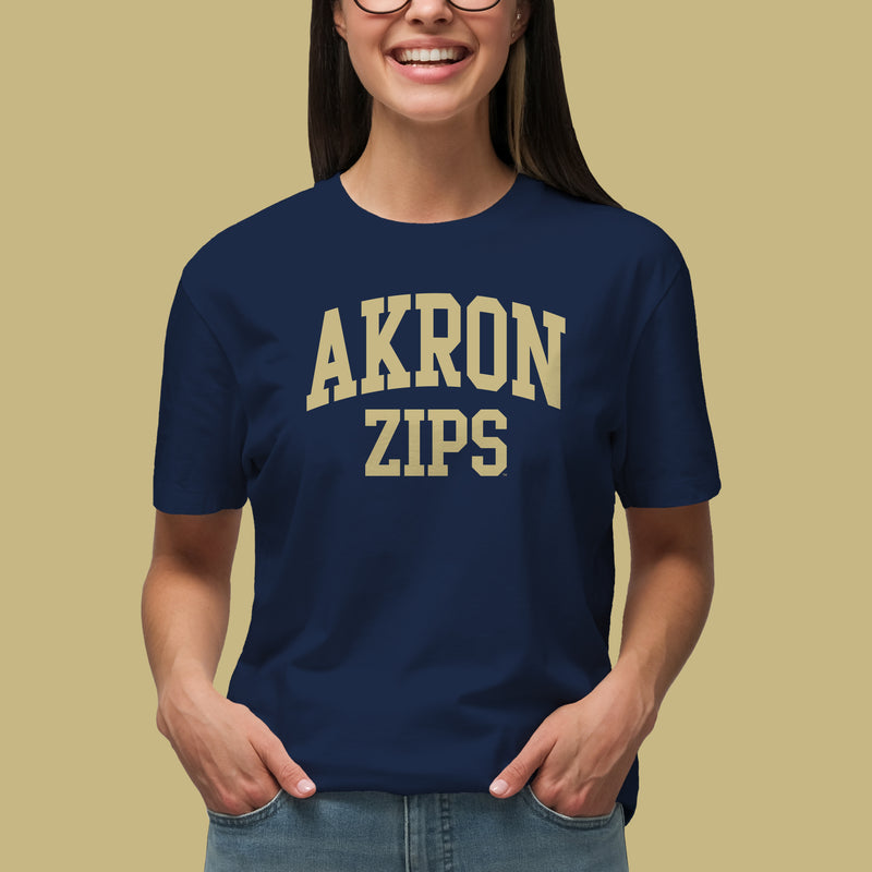 Akron Zips Arch Logo T Shirt - Navy
