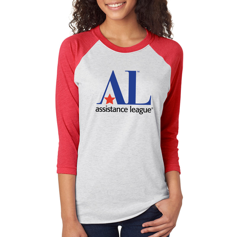 Assistance League Logo Raglan 3/4 Sleeve Shirt - White/Red