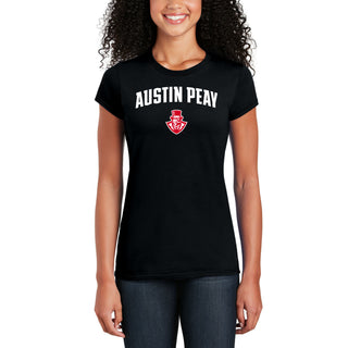 Austin Peay State University Governors Arch Logo Cotton Women's T-Shirt - Black