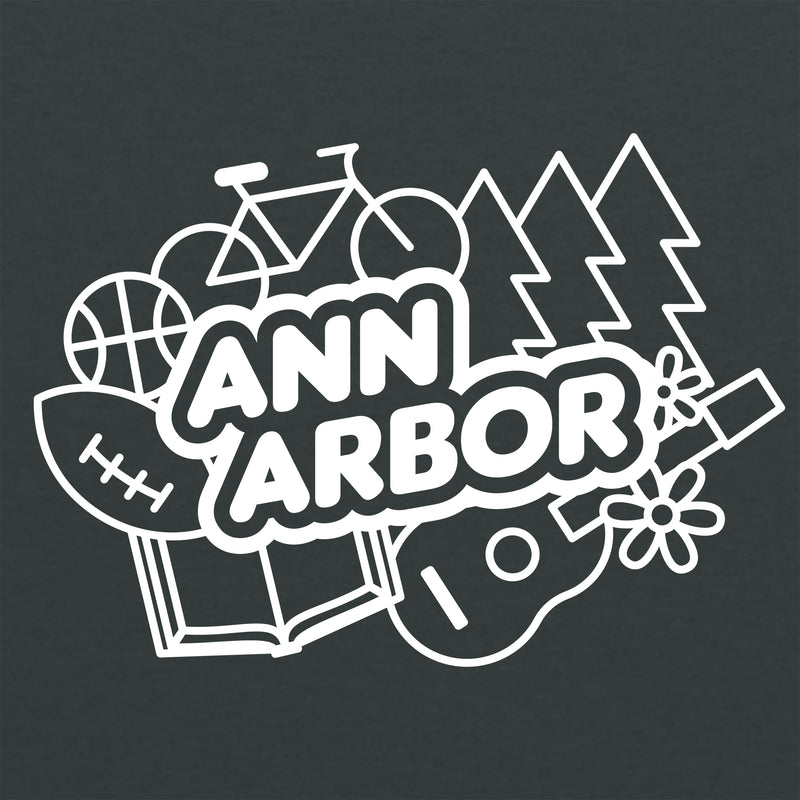 Ann Arbor Collage Toddler Sponge Fleece Crewneck - Dark Grey Heather