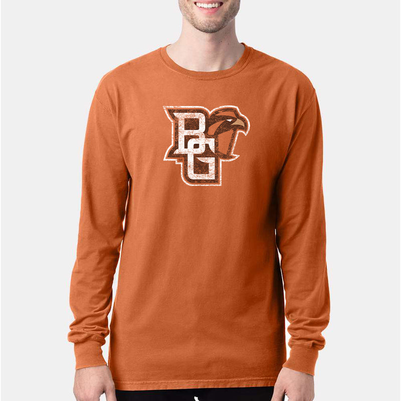 BGSU Distressed Primary Logo CW Long Sleeve - Texas Orange