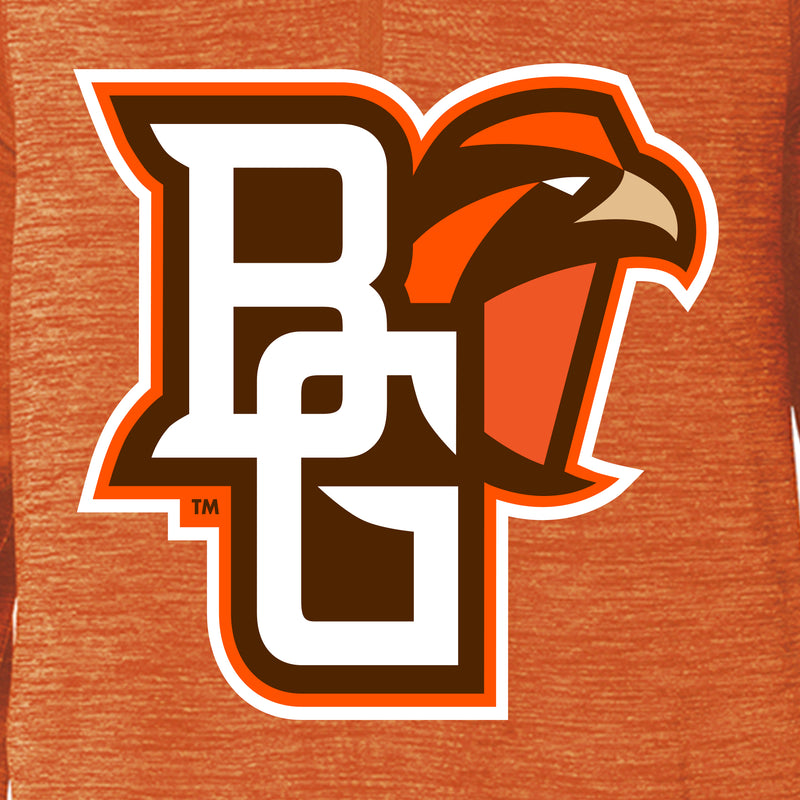 BGSU Primary Logo Mens Space Dye Performance Pullover - Orange
