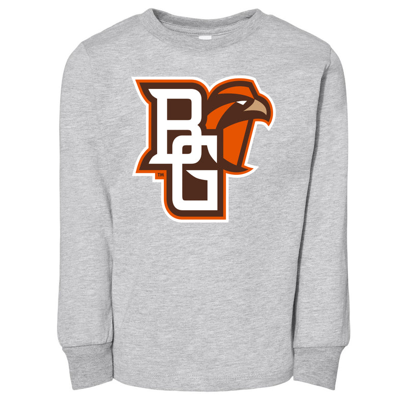 BGSU Primary Logo Full Color Toddler Jersey Long Sleeve Tee - Athletic Heather