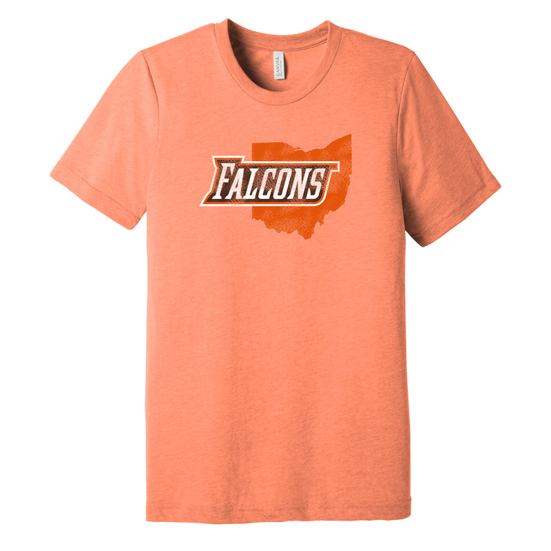 BGSU Falcons Ohio Silhouette Triblend T-Shirt - Orange Triblend