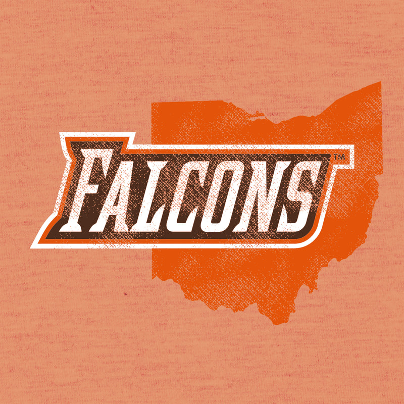 BGSU Falcons Ohio Silhouette Triblend T-Shirt - Orange Triblend