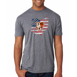 BGSU Patriotic State Silhouette NLA Triblend T-Shirt - Premium Heather