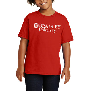 Bradley University Braves Basic Block Cotton Short Sleeve Youth T Shirt - Red