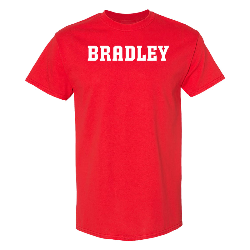 Bradley University Braves Basic Block Cotton Short Sleeve T Shirt - Red