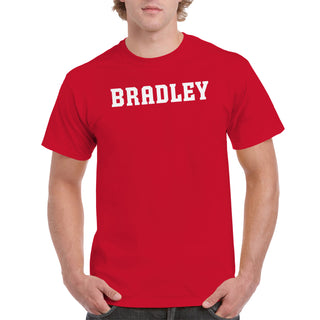 Bradley University Braves Basic Block Cotton Short Sleeve T Shirt - Red