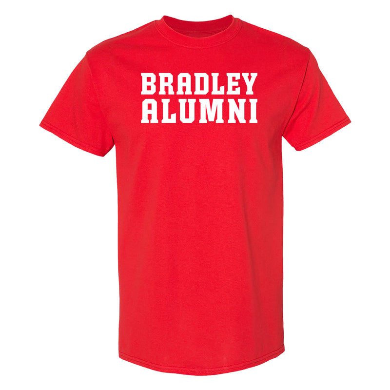 Bradley University Braves Basic Block Alumni Cotton Short Sleeve T Shirt - Red