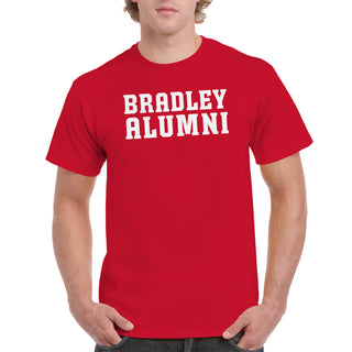 Bradley University Braves Basic Block Alumni Cotton Short Sleeve T Shirt - Red