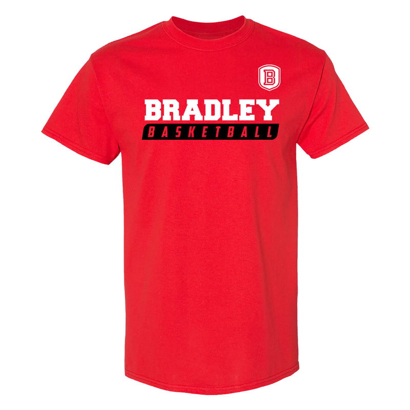 Bradley University Braves Basketball Slant Basic Cotton Short Sleeve T Shirt - Red