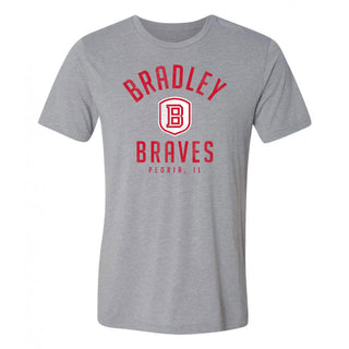 Bradley University Braves Division Arch Canvas Triblend Short Sleeve T Shirt - Athletic Grey