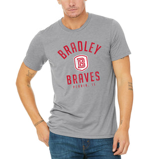 Bradley University Braves Division Arch Canvas Triblend Short Sleeve T Shirt - Athletic Grey