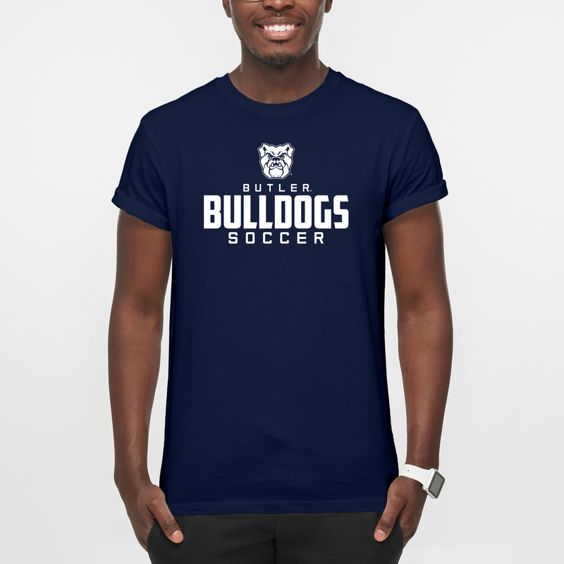 Butler University Bulldogs Mascot Wordmark Soccer Short Sleeve T Shirt - Navy