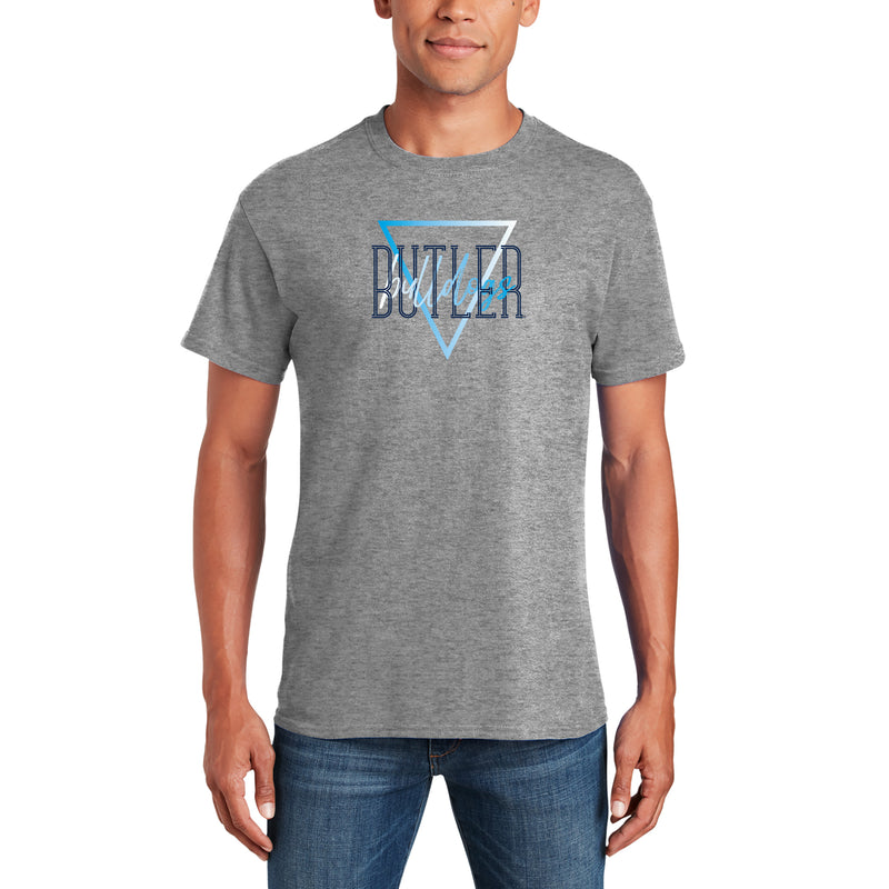Butler University Bulldogs Gradient Triangle Basic Cotton Short Sleeve T Shirt - Graphite Heather