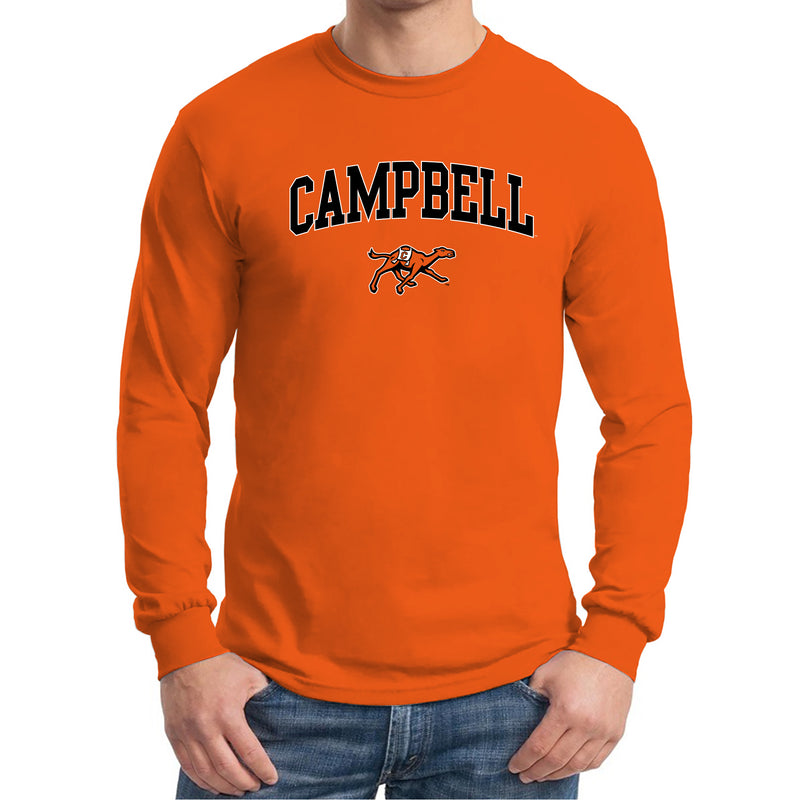 Campbell University Fighting Camels Arch Logo Basic Cotton Long Sleeve T-Shirt - Orange