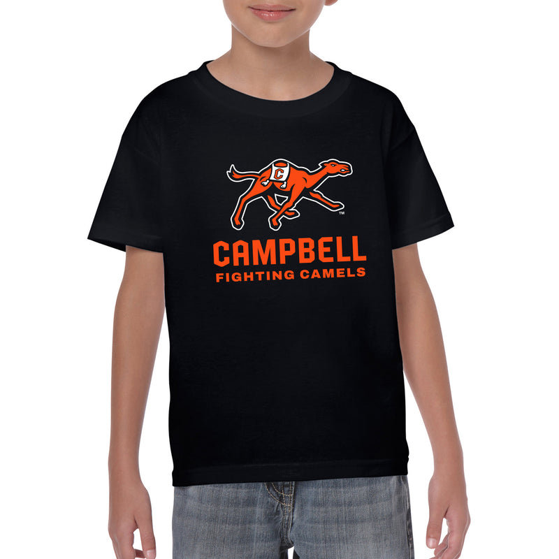 Campbell University Fighting Camels Primary Logo Basic Cotton Youth Short Sleeve T-Shirt - Black
