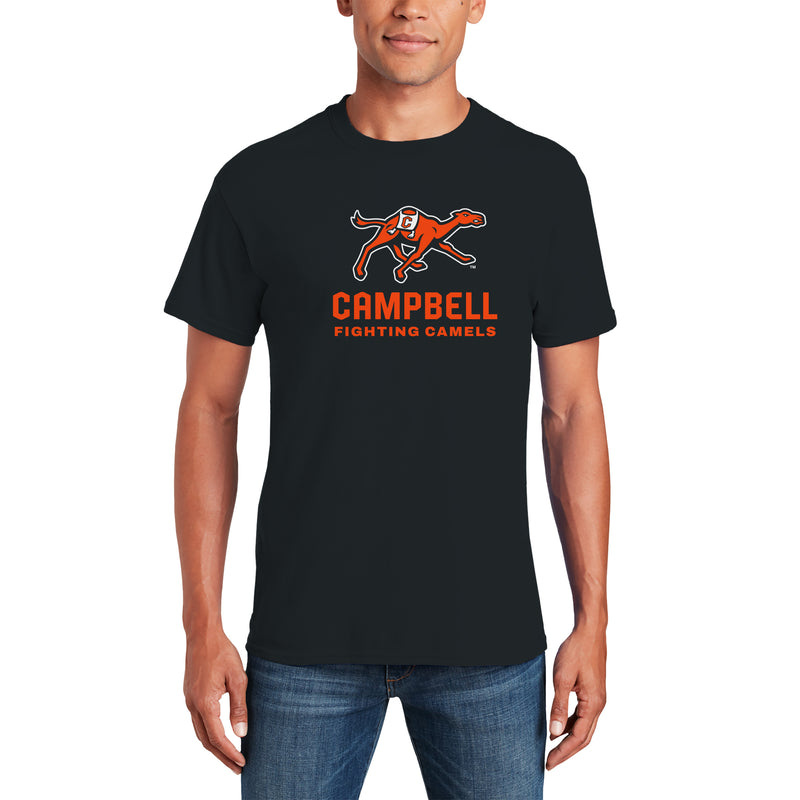 Campbell University Fighting Camels Primary Logo Basic Cotton Short Sleeve T-Shirt - Black