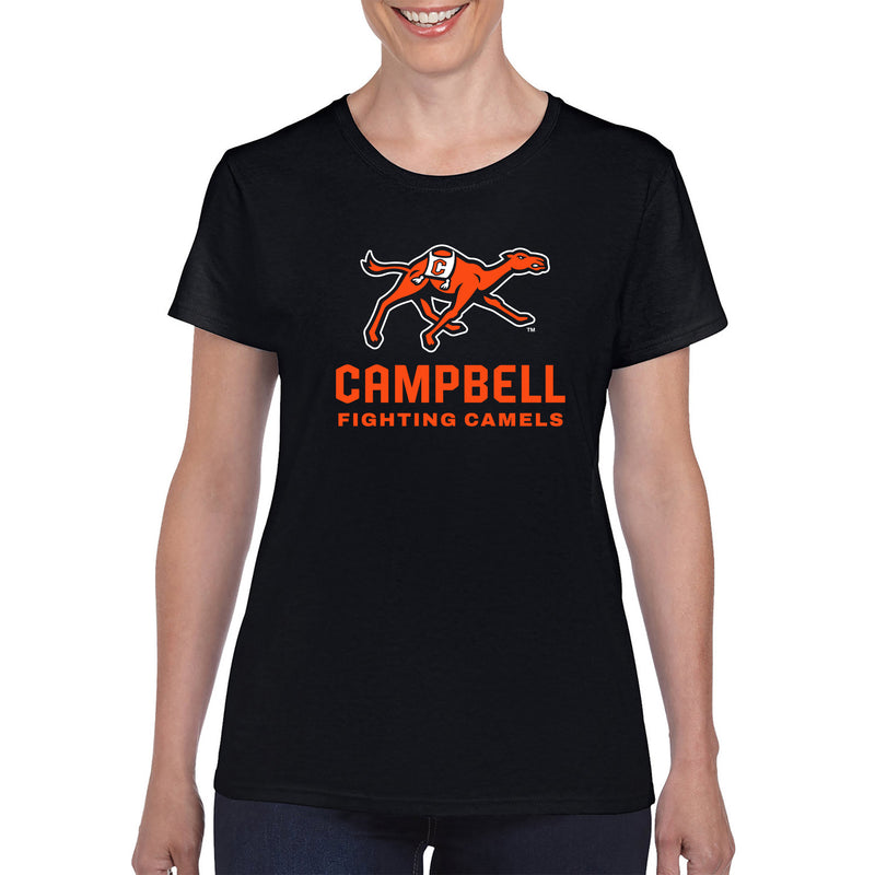 Campbell University Fighting Camels Primary Logo Basic Cotton Women's Short Sleeve T-Shirt - Black