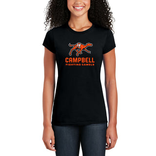 Campbell University Fighting Camels Primary Logo Basic Cotton Women's Short Sleeve T-Shirt - Black