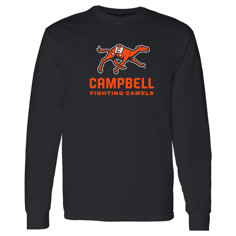 Campbell University Fighting Camels Primary Logo Basic Cotton Long Sleeve T-Shirt - Black