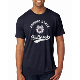 Fresno State Bulldogs Retro Script Premium Triblend T-Shirt - Vintage Navy