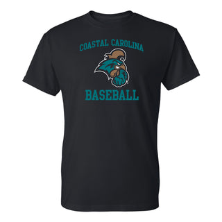 Coastal Carolina University Chanticleers Arch Logo Baseball T-Shirt - Black
