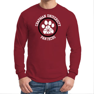Chapman University Panthers Distressed Circle Logo Long Sleeve T-Shirt - Cardinal