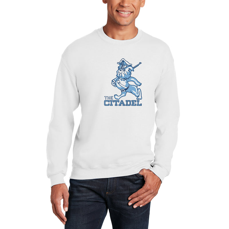Citadel Marching Bulldog Crewneck Sweatshirt - White