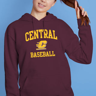 Central Michigan Arch Logo Baseball Hoodie - Maroon