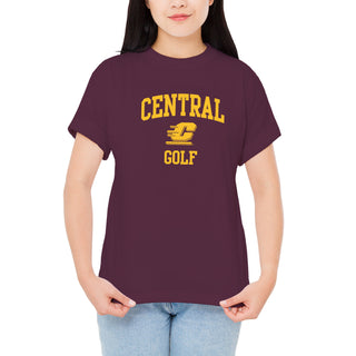 Central Michigan Arch Logo Golf T-Shirt - Maroon