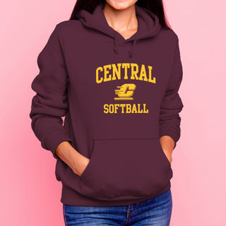 Central Michigan Arch Logo Softball Hoodie - Maroon