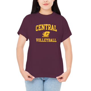 Central Michigan Arch Logo Volleyball T-Shirt - Maroon