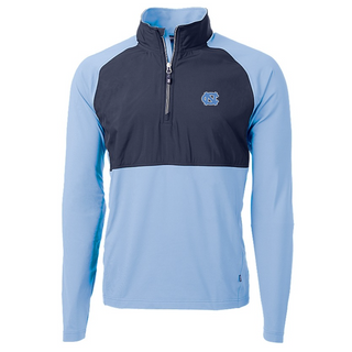 Cutter & Buck Men's UNC Tar Heels Adapt Eco Knit Hybrid Recycled Quarter Zip Atlas/Navy [CB]