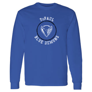 DePaul Distressed Circle Logo Long Sleeve - Royal