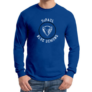 DePaul Distressed Circle Logo Long Sleeve - Royal